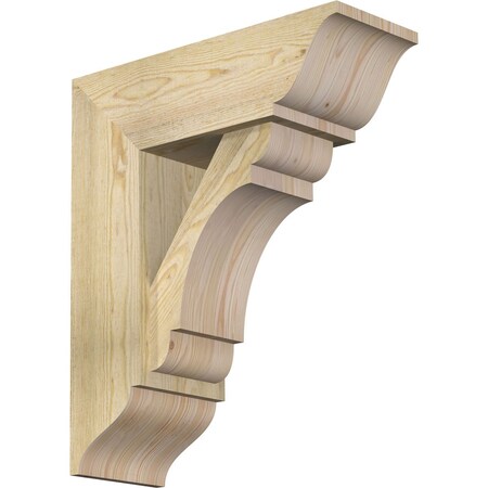 Ekena Millwork Olympic Traditional Rough Sawn Bracket w/ Offset Brace, Douglas Fir, 8"W x 22"D x 26"H BKT0806X22X26OLY01RDF